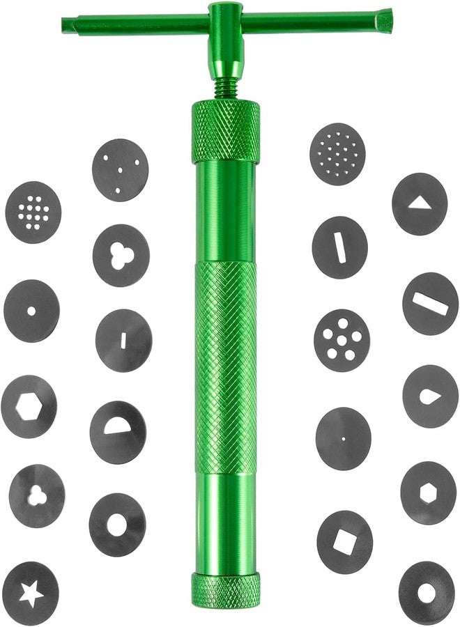 BAKING SET مجموعة أدوات الخبز: مكبس طين من الفولاذ المقاوم للصدأ، مكبس عجينة السكر، مجموعة أدوات تزيين الكيك والفوندان، مكبس طين السيراميك والفخار، خلاطات ومكابس (أخضر) - Image 1